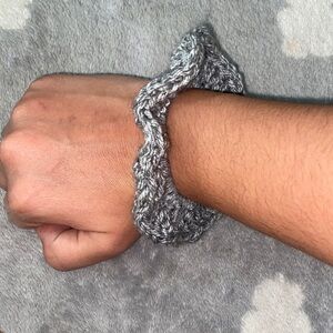 Gray Knit Hair Scrunchie